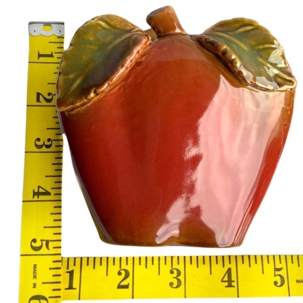 Apple Ceramic Napkin Holder Glazed Hand Painted Rustic Glazed Ceramic - Picture 7 of 14